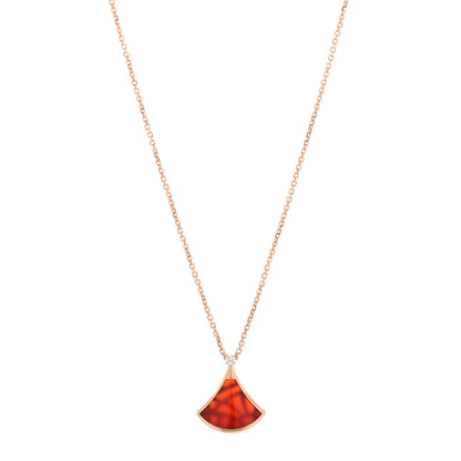 Bulgari 18K Rose Gold Diamond Carnelian Divas' Dream Pendant Necklace 1 of 5