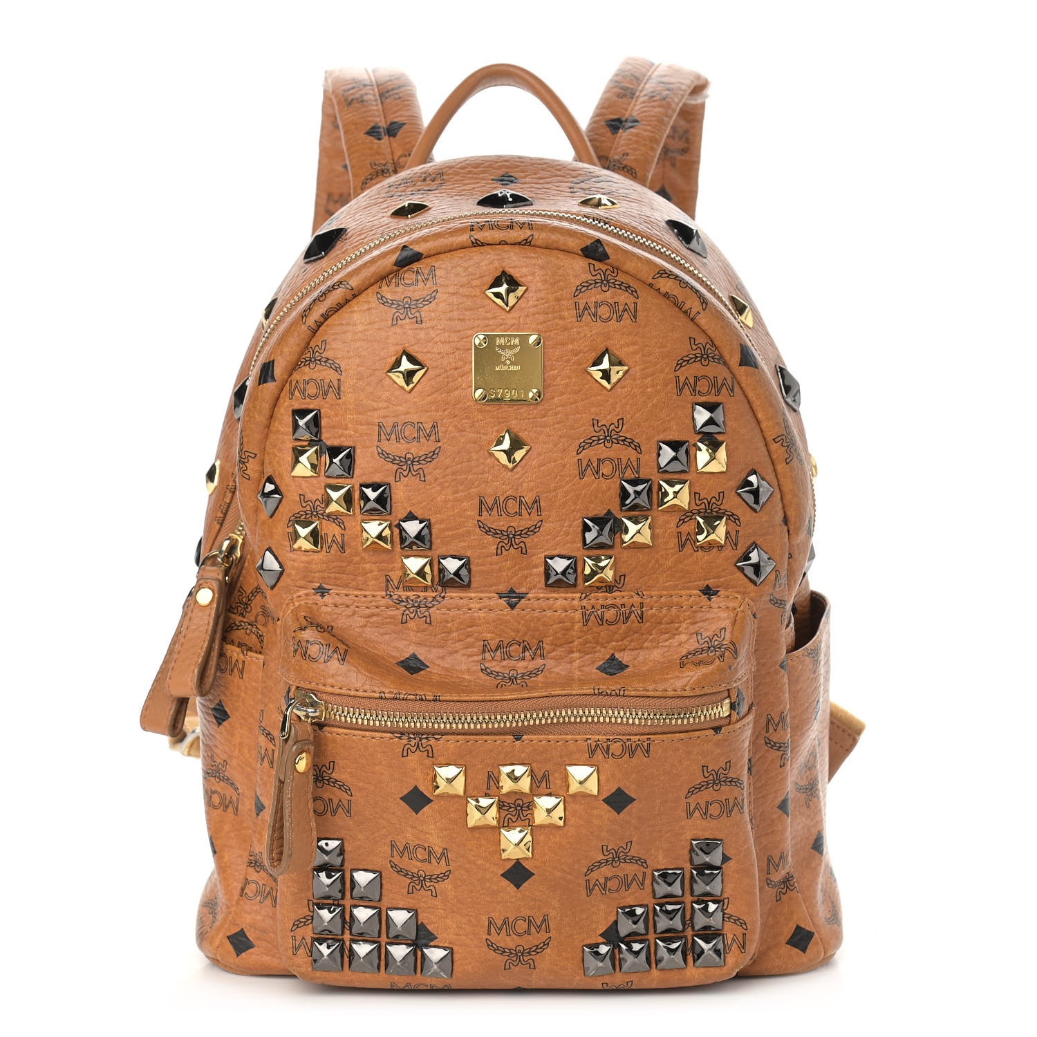 MCM Visetos Studded Small Stark M Backpack Cognac 1 of 17
