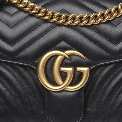 Gucci Calfskin Matelasse Small GG Marmont Shoulder Bag Black 12 of 13