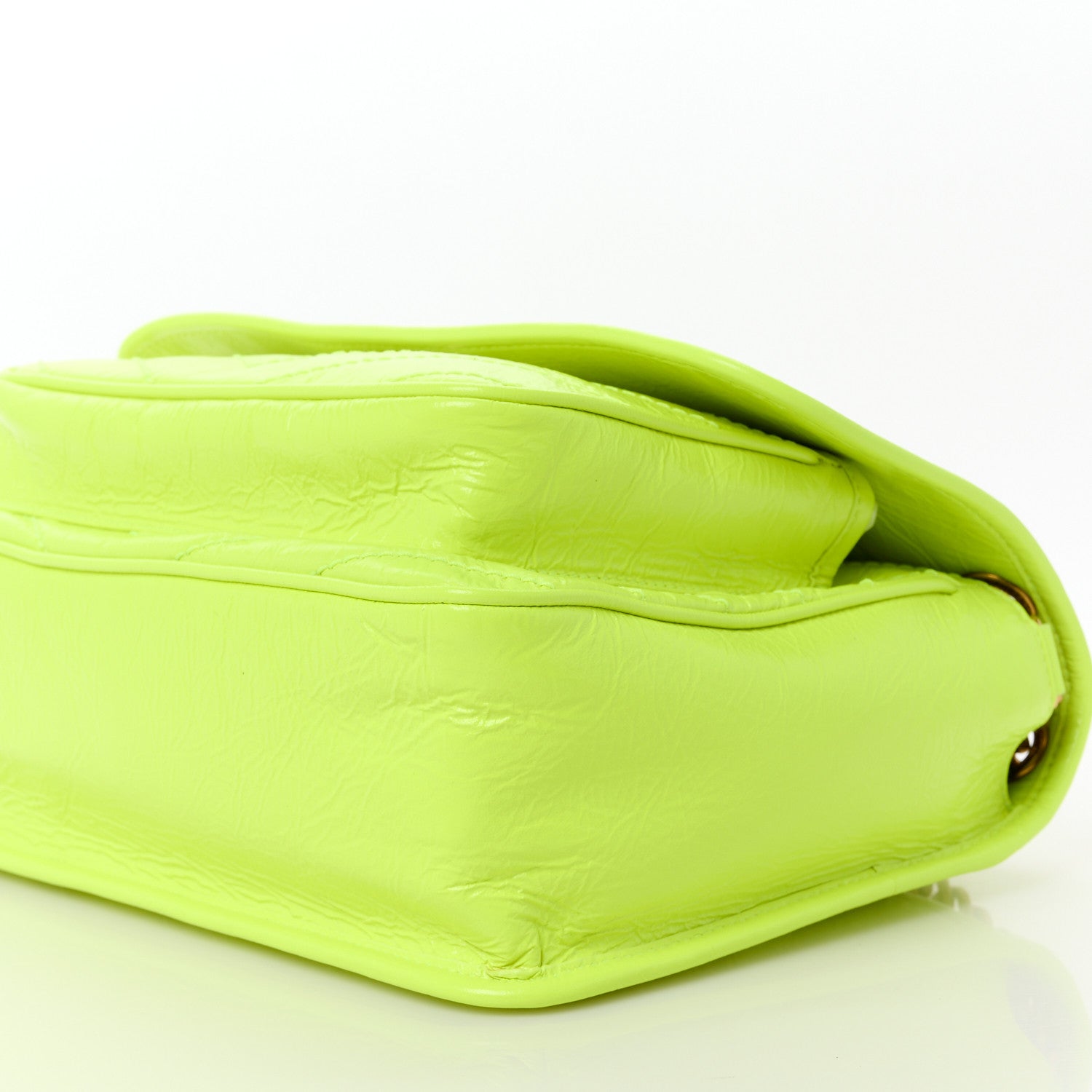 Saint Laurent Crinkled Calfskin Matelasse Monogram Medium Niki Chain Satchel Neon Yellow 11 of 11