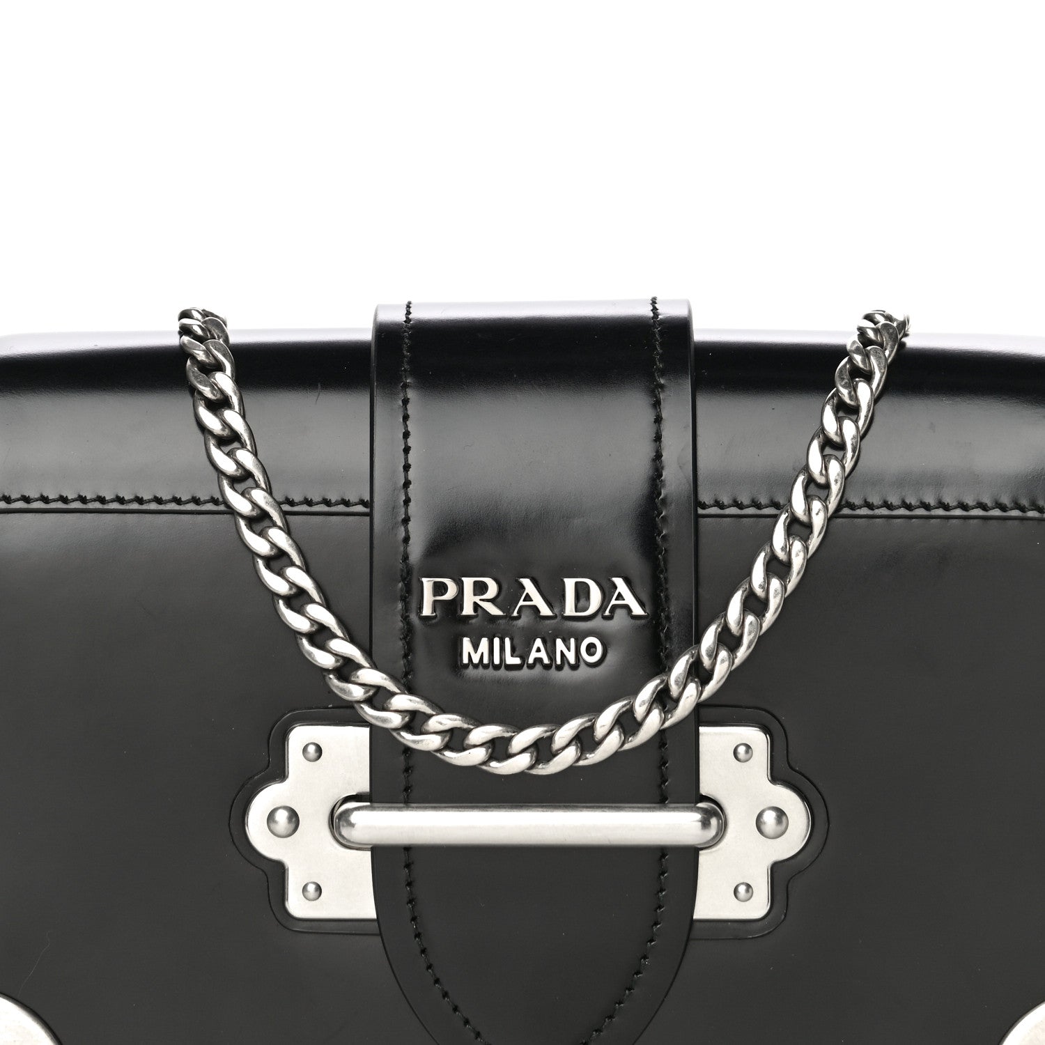 Prada City Calfskin Cahier Chain Wristlet Clutch Black 16 of 18