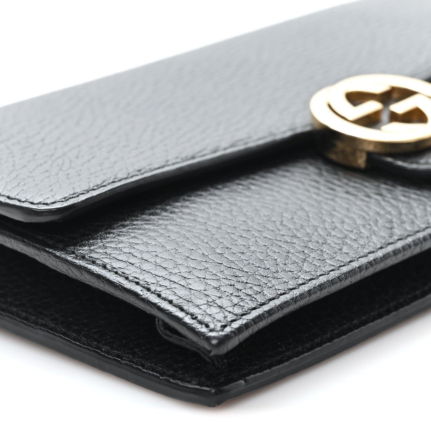 Gucci Dollar Calfskin Interlocking G Chain Wallet Black 8 of 9