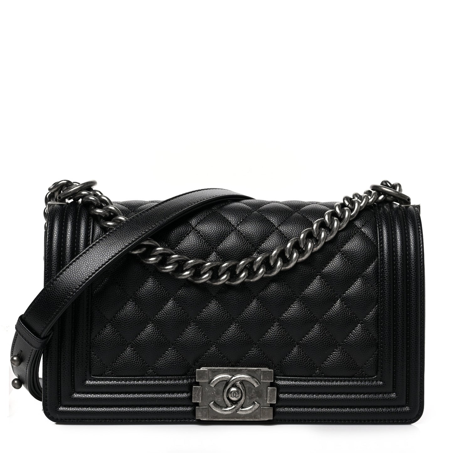 Caviar Quilted Medium Boy Flap Black