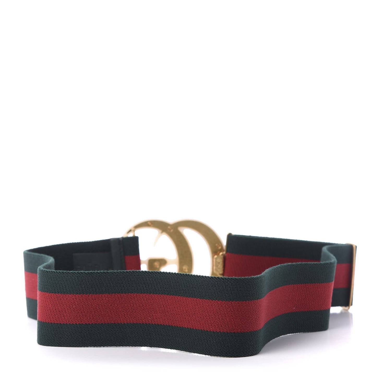 Elastic Web Crystal Embellished Plexiglass GG Marmont Belt 90 36 Red Green