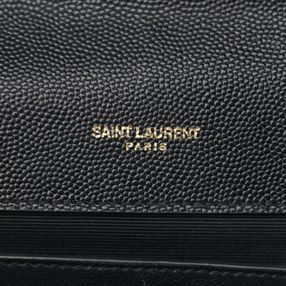 Saint Laurent Grain De Poudre Matelasse Chevron Medium Monogram Satchel Black 6 of 11