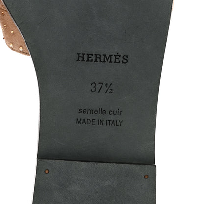 Hermes Suede Goatskin Rhinestone Oran Sandals 37.5 Rose Bois De Santal 6 of 10