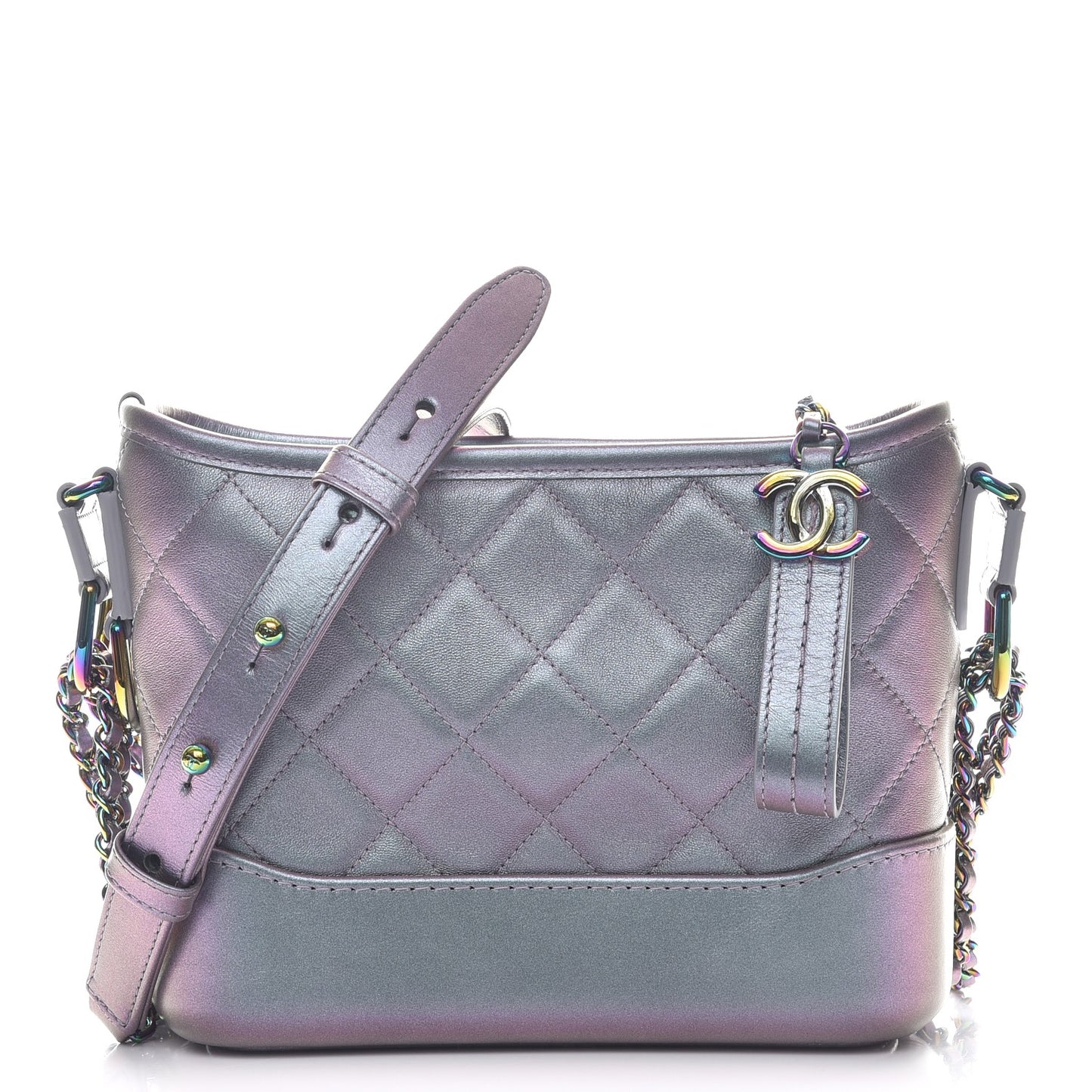 Iridescent Lambskin Calfskin Quilted Small Gabrielle Hobo Light Purple
