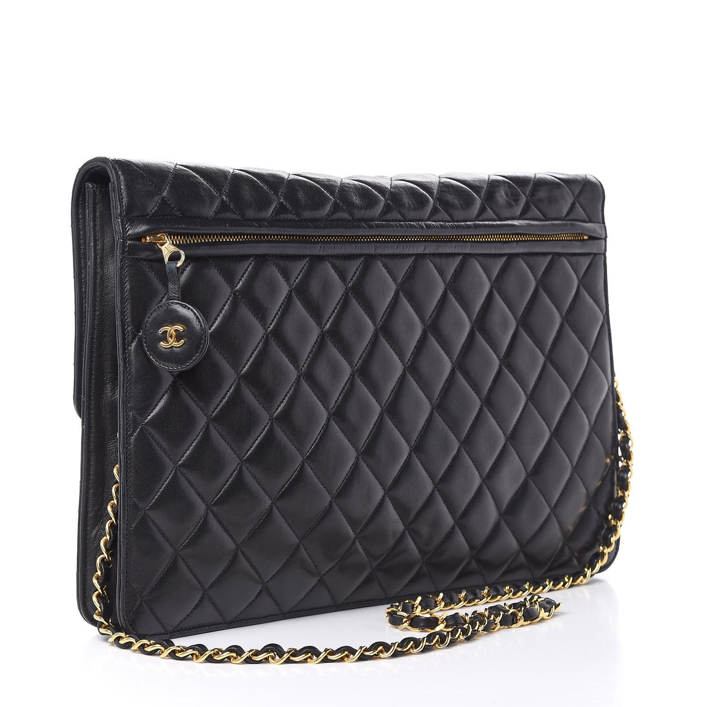 Lambskin Quilted Portfolio Flap Black