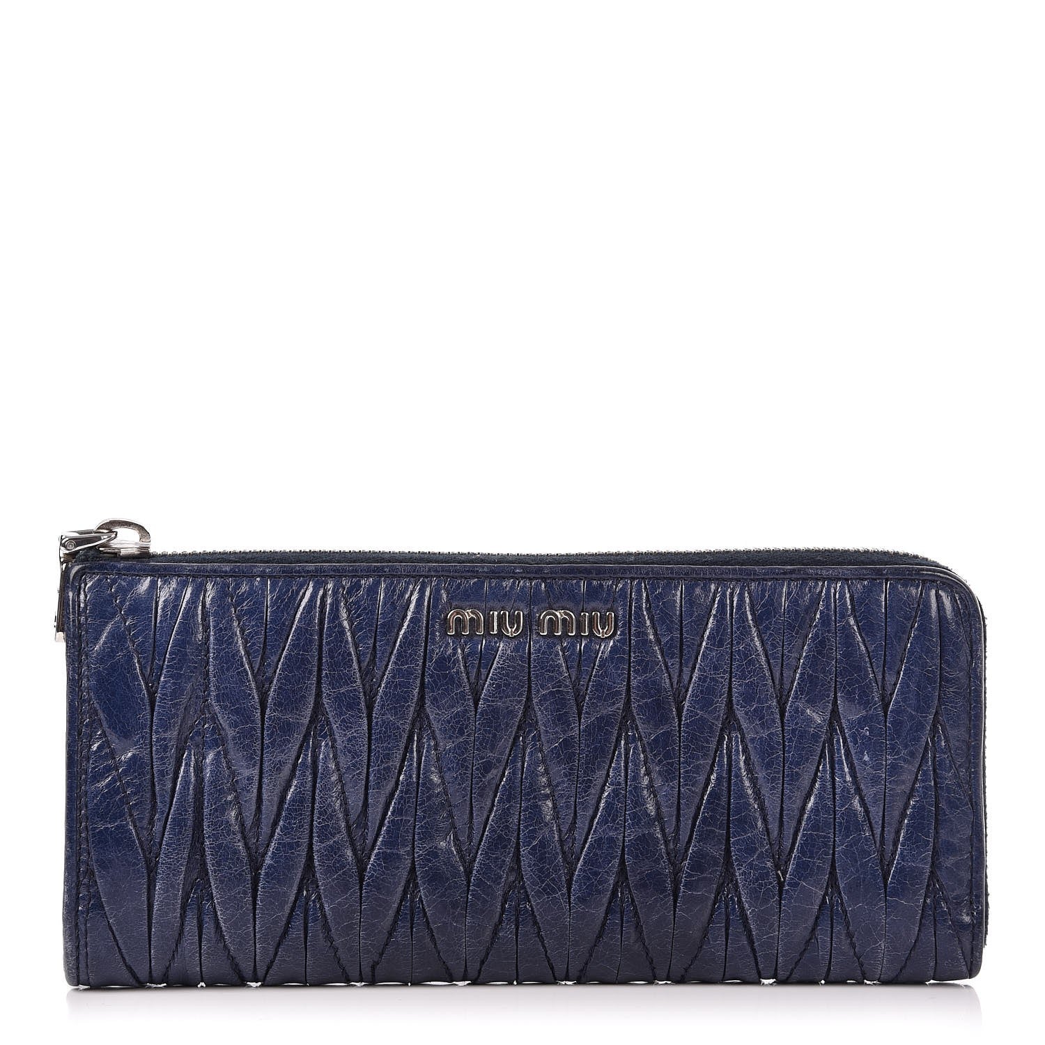 Miu Miu Nappa Matelasse Lux Zip Around Wallet Bleuette 1 of 8