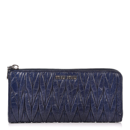Miu Miu Nappa Matelasse Lux Zip Around Wallet Bleuette 1 of 8