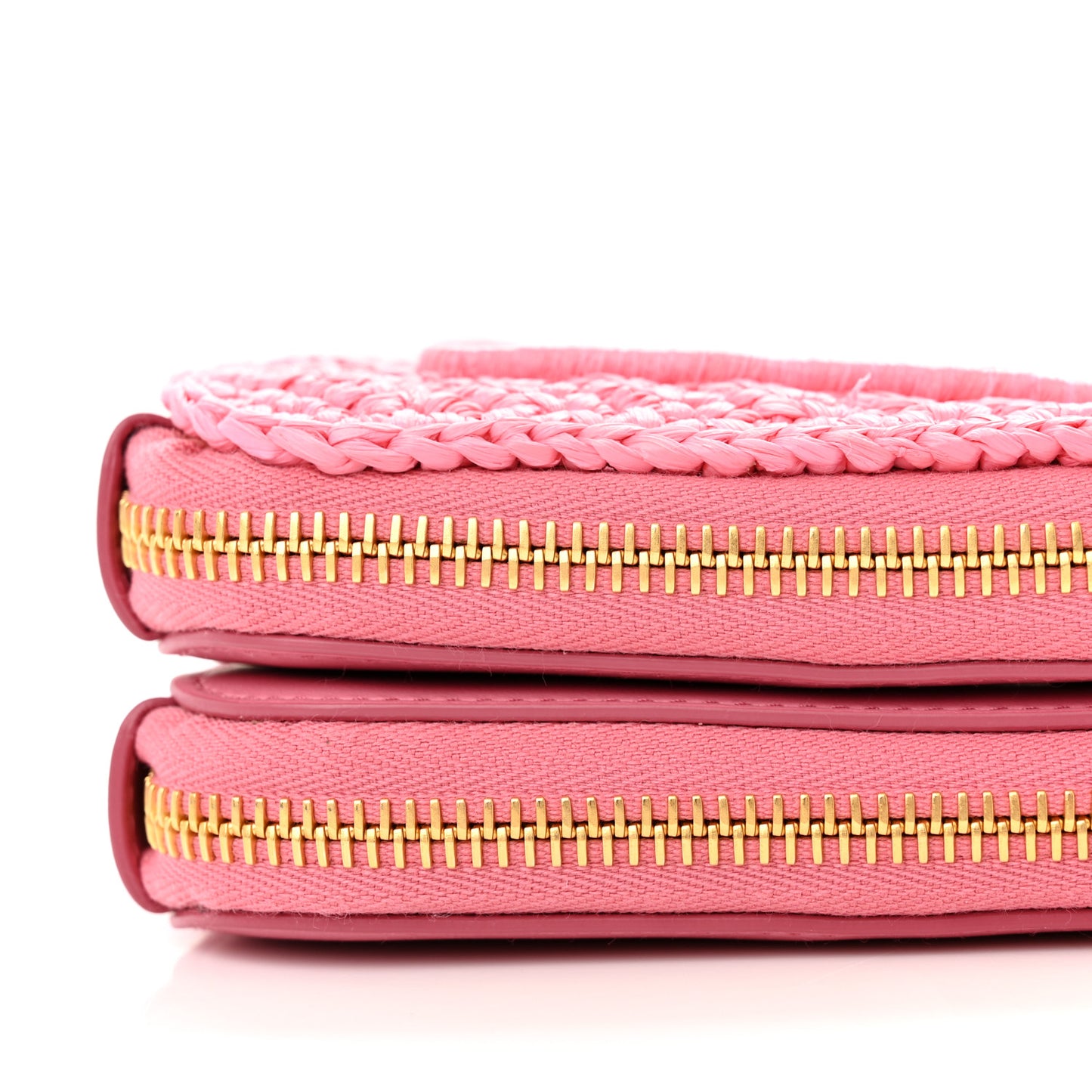 Raffia Calfskin Crochet Logo Embroidered Mini Triangle Pouch Petalo