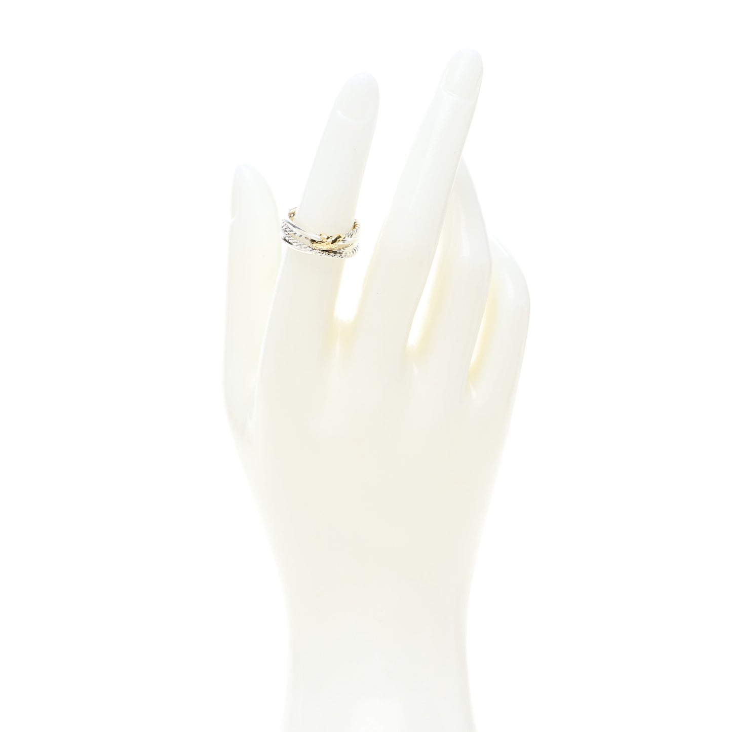 Sterling Silver 18K Yellow Gold 6mm X Crossover Ring 50 5.5