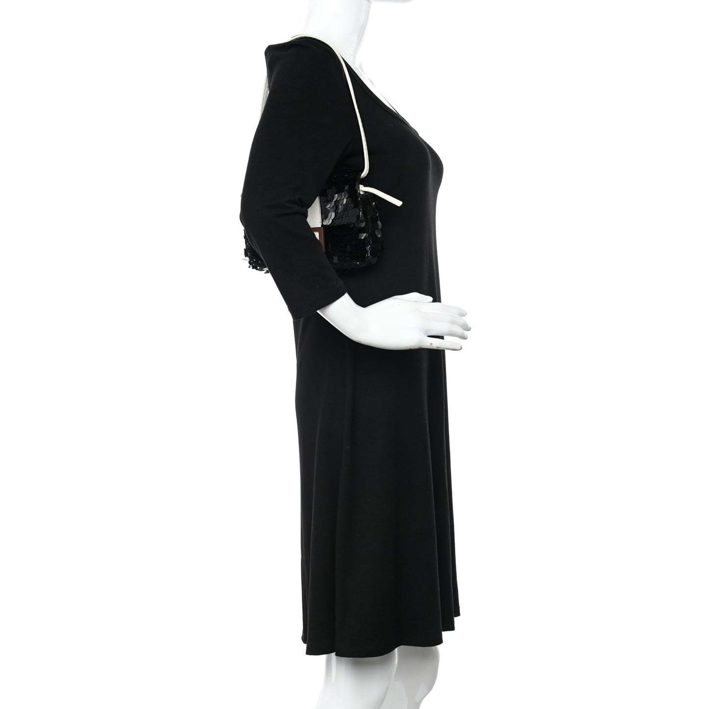 Satin Sequin Paillettes Elaphe Plexiglass Mini Baguette 1997 Black Avorio