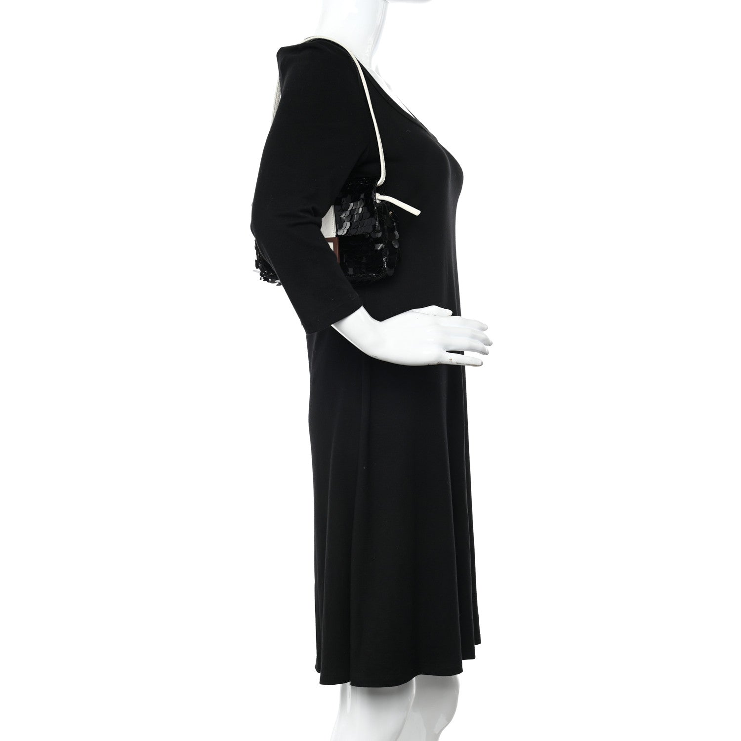 Fendi Satin Sequin Paillettes Elaphe Plexiglass Mini Baguette 1997 Black Avorio 2 of 10