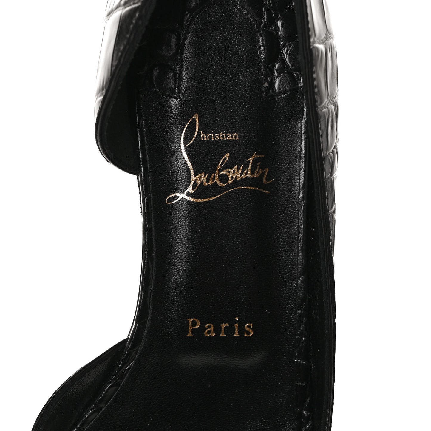 Crocodile Embossed Calfskin Iriza Flats 40.5 Black