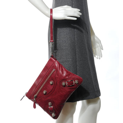 Balenciaga Agneau Giant 21 Silver Hardware Flat Handle Clutch Pourpre 2 of 7