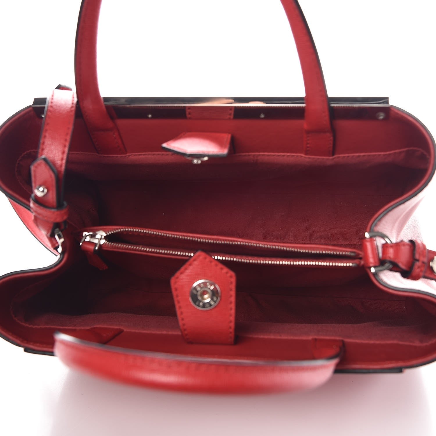 Fendi Vitello Elite Calf Hair Python QuTweet Patchwork Petite 2Jours Tote Red 6 of 12