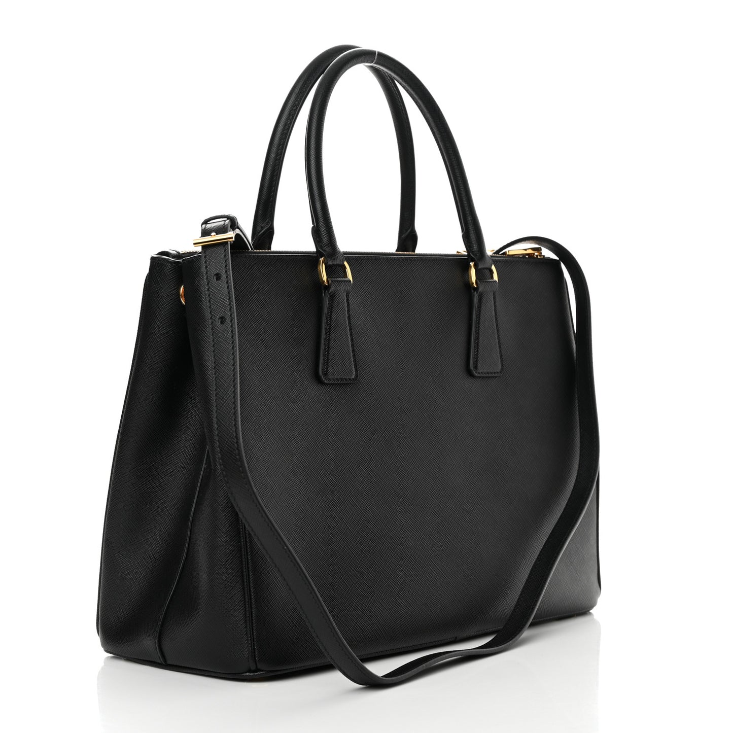 Saffiano Medium Galleria Double Zip Tote Black