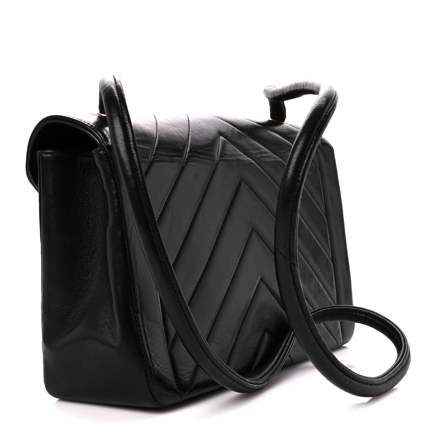 Chanel Calfskin Chevron Quilted Envelope Flap Bag Black 3 of 11