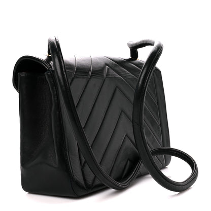 Chanel Calfskin Chevron Quilted Envelope Flap Bag Black 3 of 11