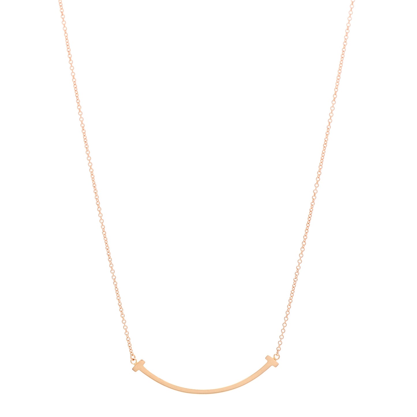 18K Rose Gold Small T Smile Pendant Necklace