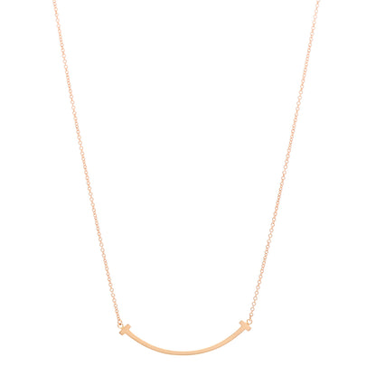 Tiffany 18K Rose Gold Small T Smile Pendant Necklace 1 of 5