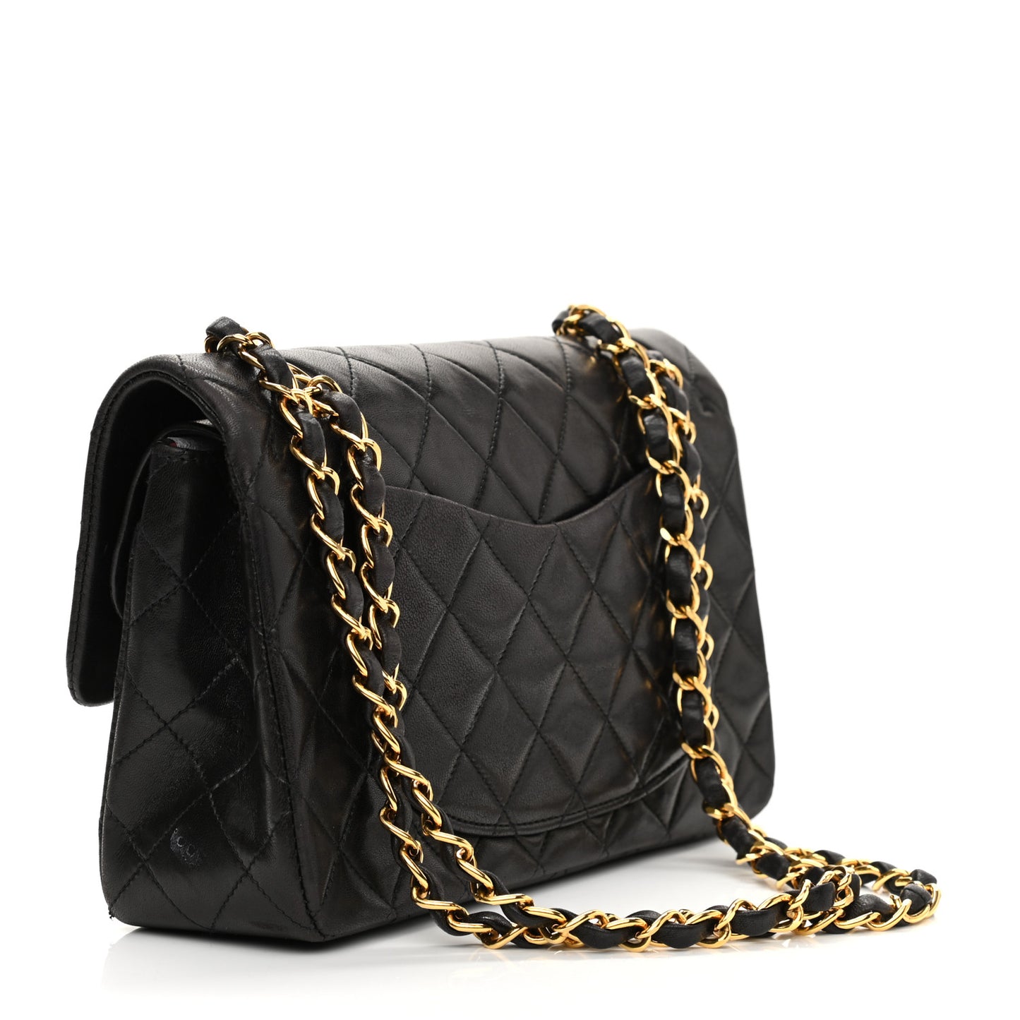 Lambskin Quilted Small Double Flap Black