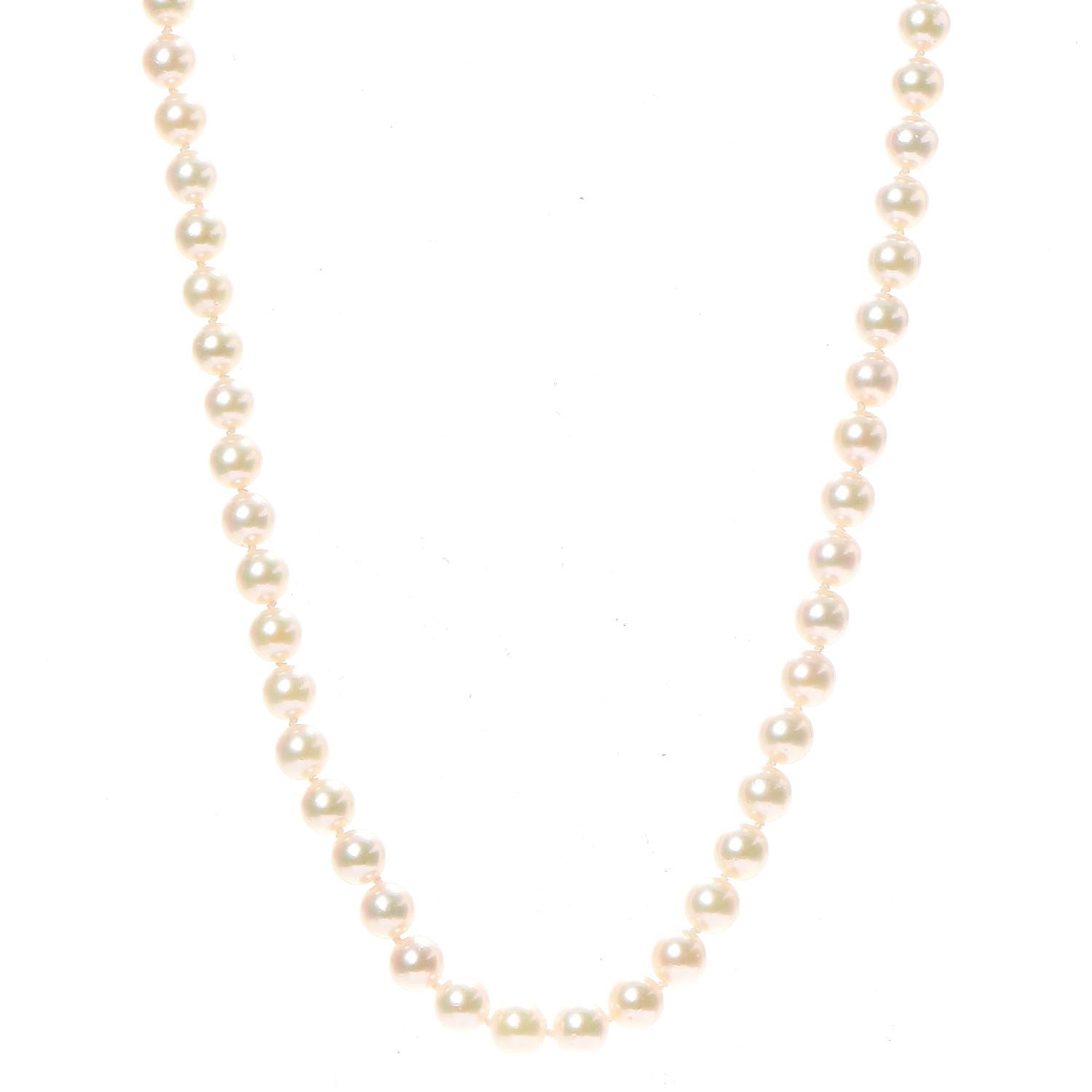 Mikimoto 18K Gold Cultured Akoya 6-6.5mm Pearl Strand Necklace 19 1 of 6