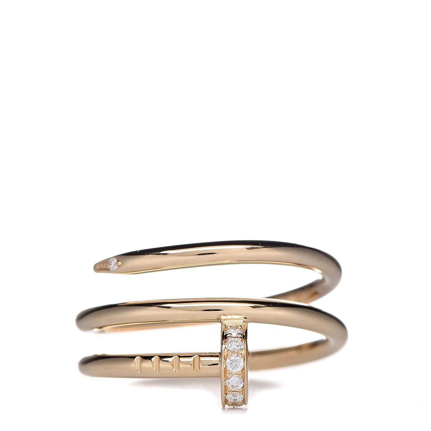 18K Yellow Gold Diamond Double Juste Un Clou Ring 50 5.25
