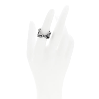 David Yurman Sterling Silver Black Diamond X Crossover Cable Ring 53 6.25 2 of 4