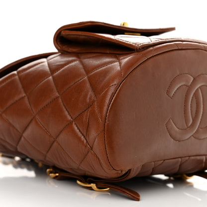 Chanel Lambskin Quilted Drawstring Backpack Brown 10 of 16