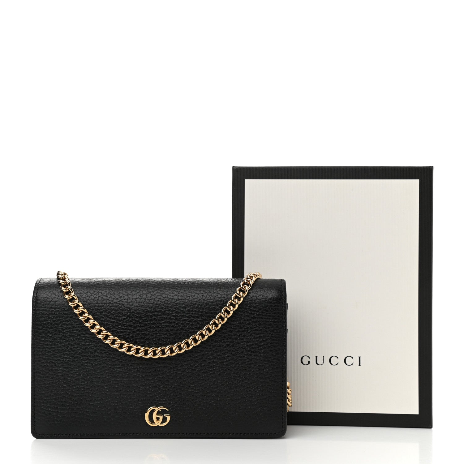 Gucci Calfskin Mini GG Marmont Chain Wallet Black 12 of 12