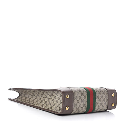 Gucci GG Supreme Monogram Textured Calfskin Web Medium Ophidia Slip Handle Tote Beige Ebony New Acero 4 of 10
