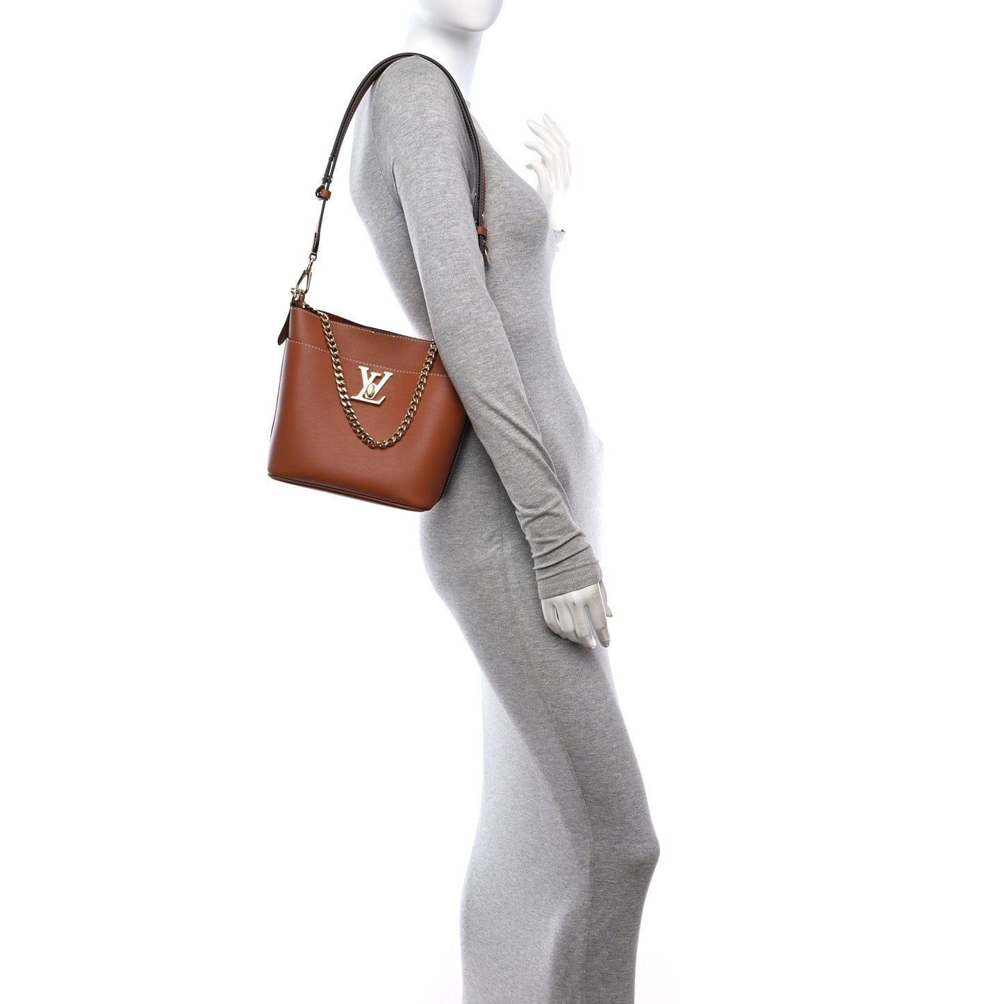 Calfskin Lock and Walk Bucket Cognac