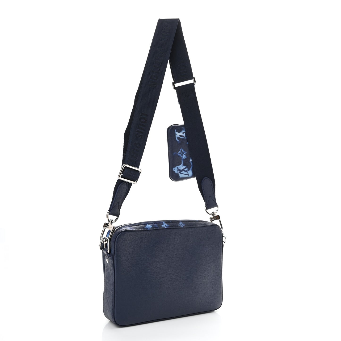 Monogram Ink Watercolor Trio Messenger Bag Blue