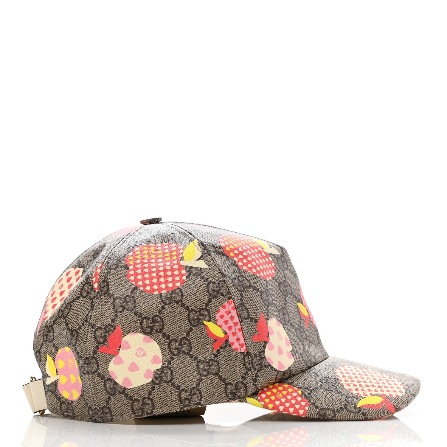 Gucci GG Supreme Monogram Les Pommes Baseball Hat L Beige Multicolor 5 of 10