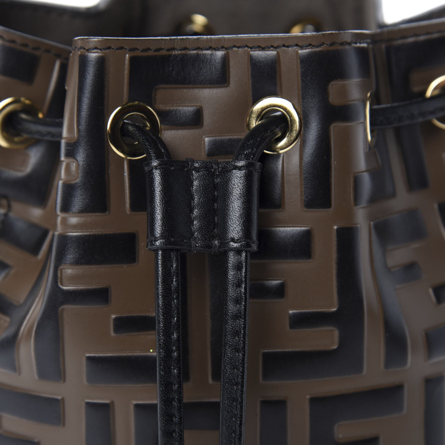 Fendi Vitello Liberty F is Fendi Bi-Color FF 1974 Embossed Mini Mon Tresor Bucket Bag Maya Black 15 of 15