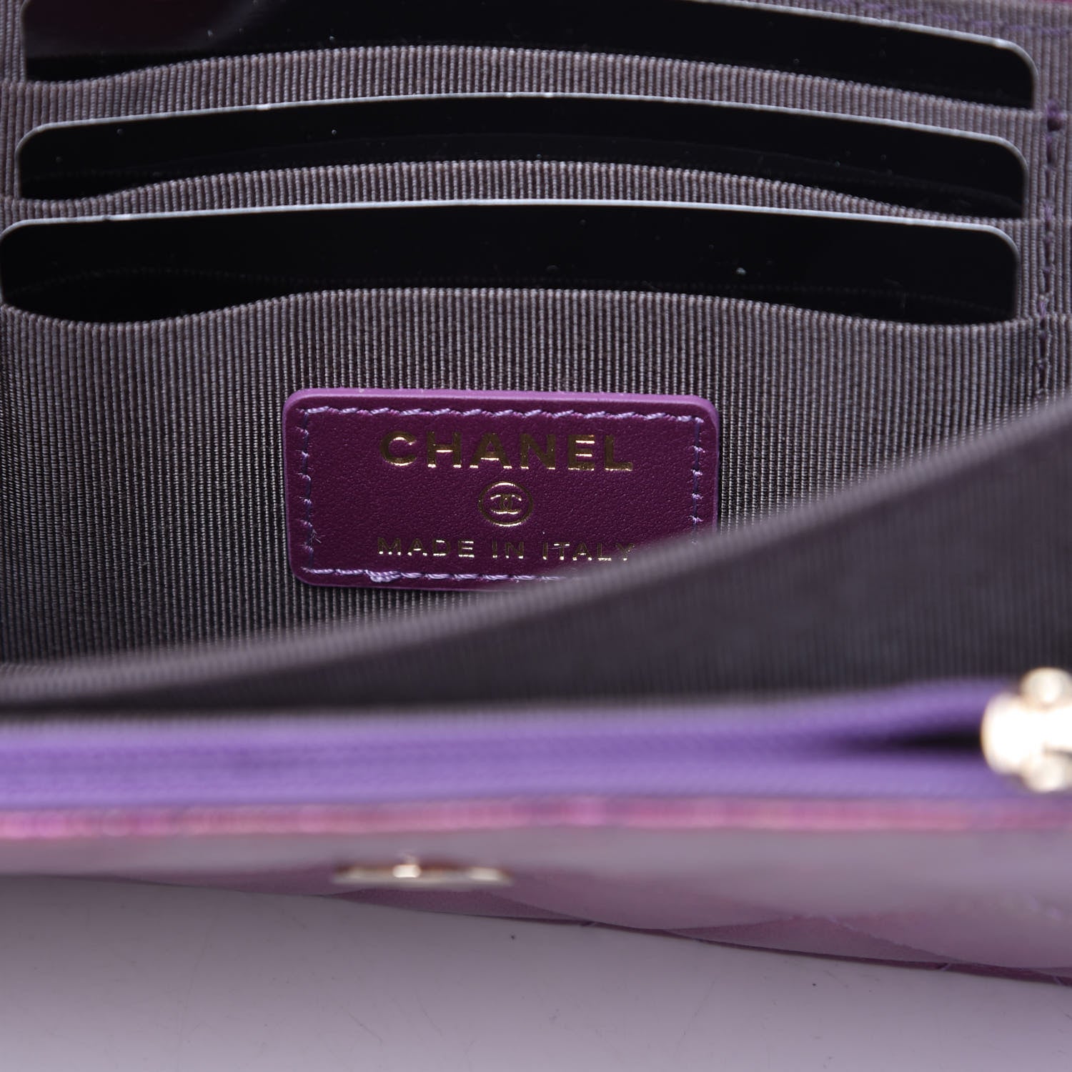 Chanel Iridescent Lambskin Quilted Mini Wallet On Chain WOC Purple 8 of 11