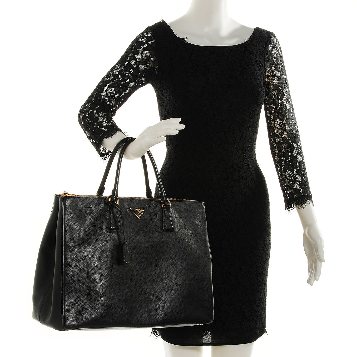Prada Saffiano Lux Extra Large Galleria Double Zip Tote Black 2 of 10