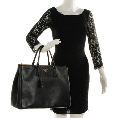Prada Saffiano Lux Extra Large Galleria Double Zip Tote Black 2 of 10