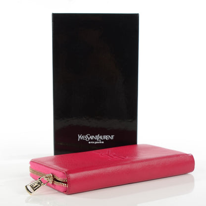 Saint Laurent Chevre Belle De Jour Zip Around Wallet Fuchsia 4 of 7