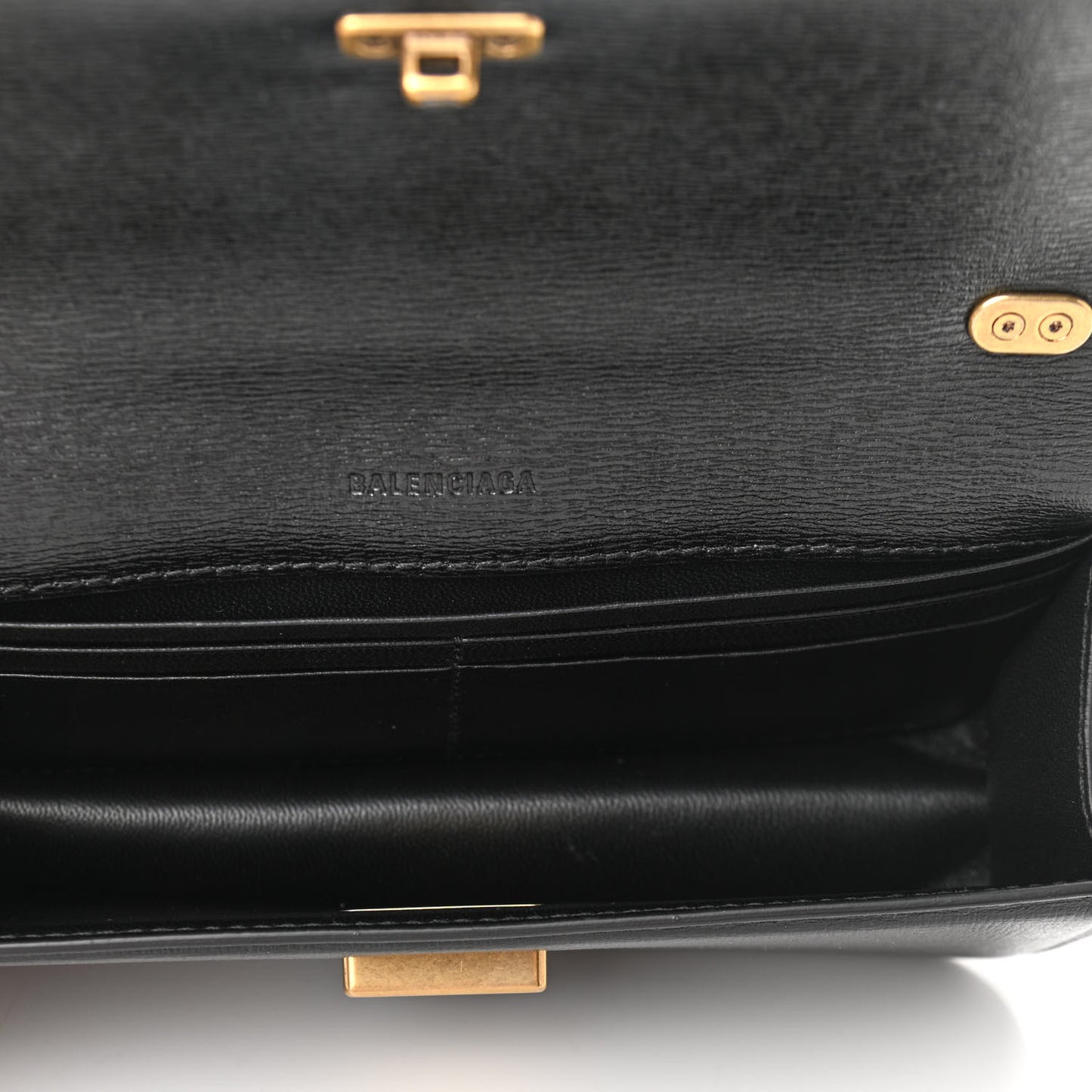 Calfskin Stripe Embossed Gossip Chain Bag XS Black