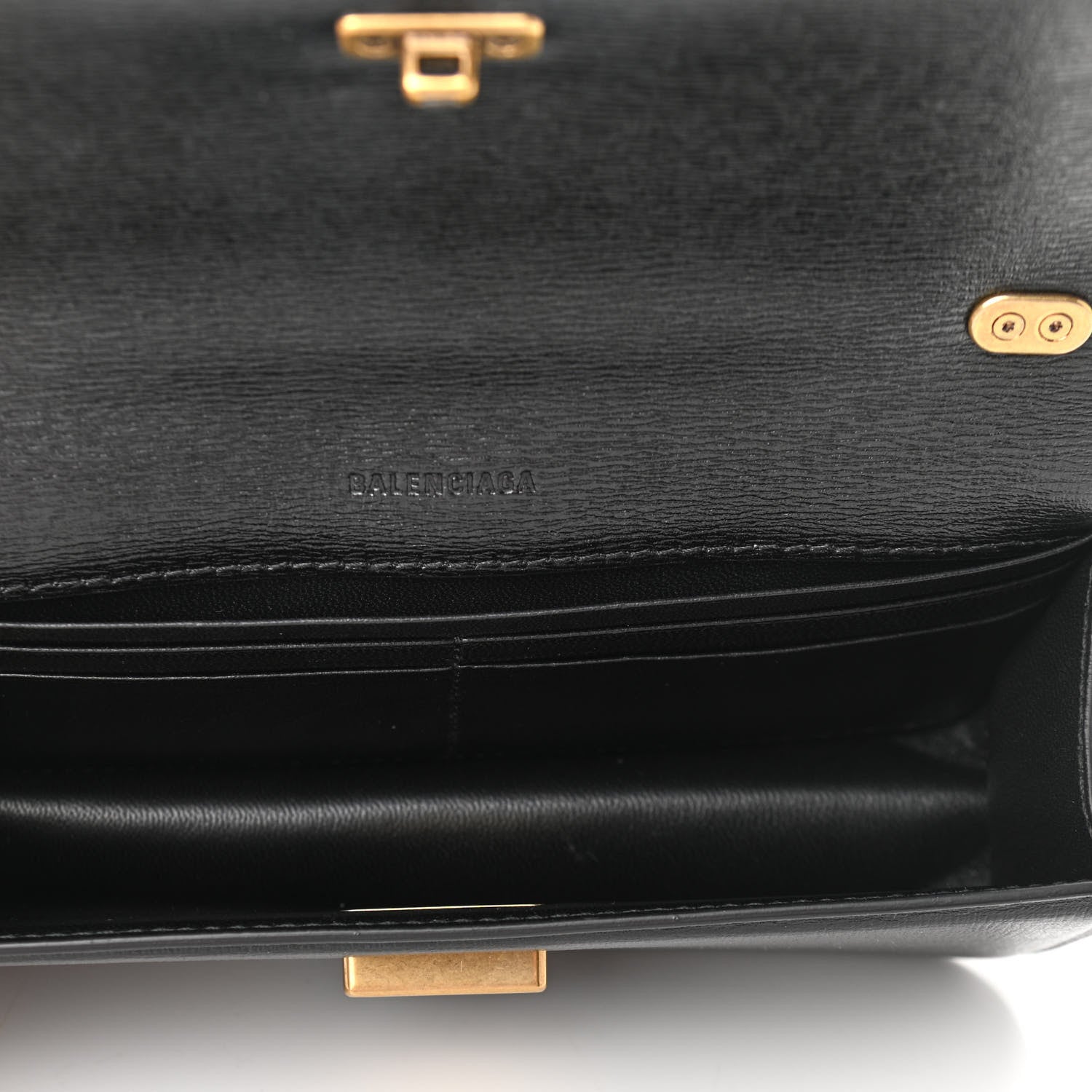 Balenciaga Calfskin Stripe Embossed Gossip Chain Bag XS Black 5 of 10
