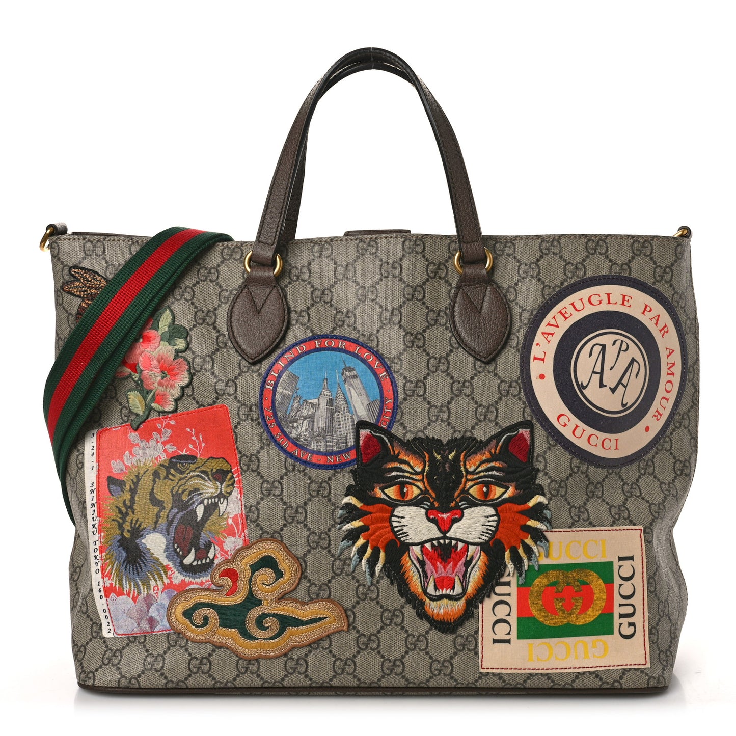 Soft GG Supreme Monogram Courrier Medium Crossbody Tote Beige New Acero