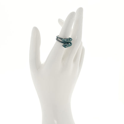 Gucci Sterling Silver Enamel Gucci Garden Double Snake Ring Blue 53 6.5 2 of 8
