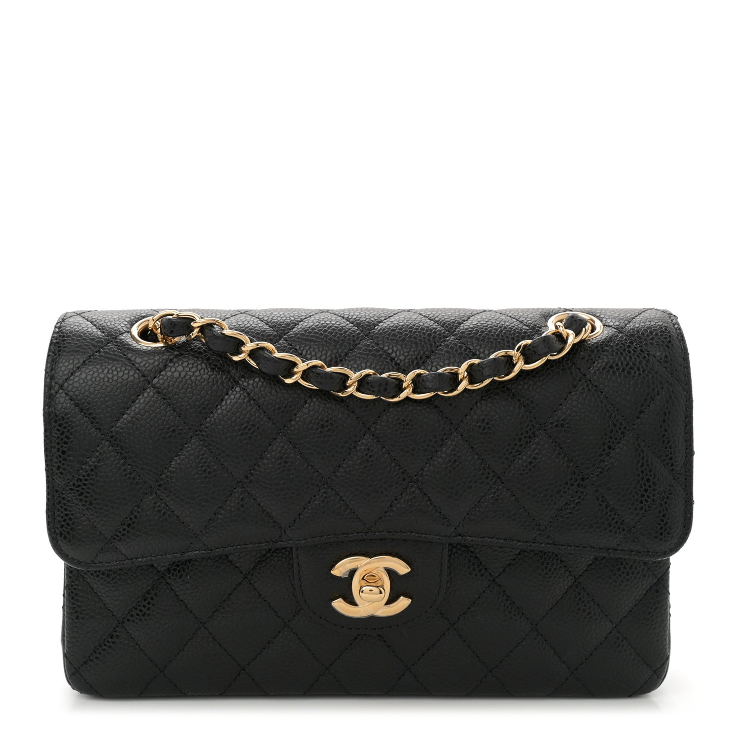 Caviar Quilted Small Double Flap Black