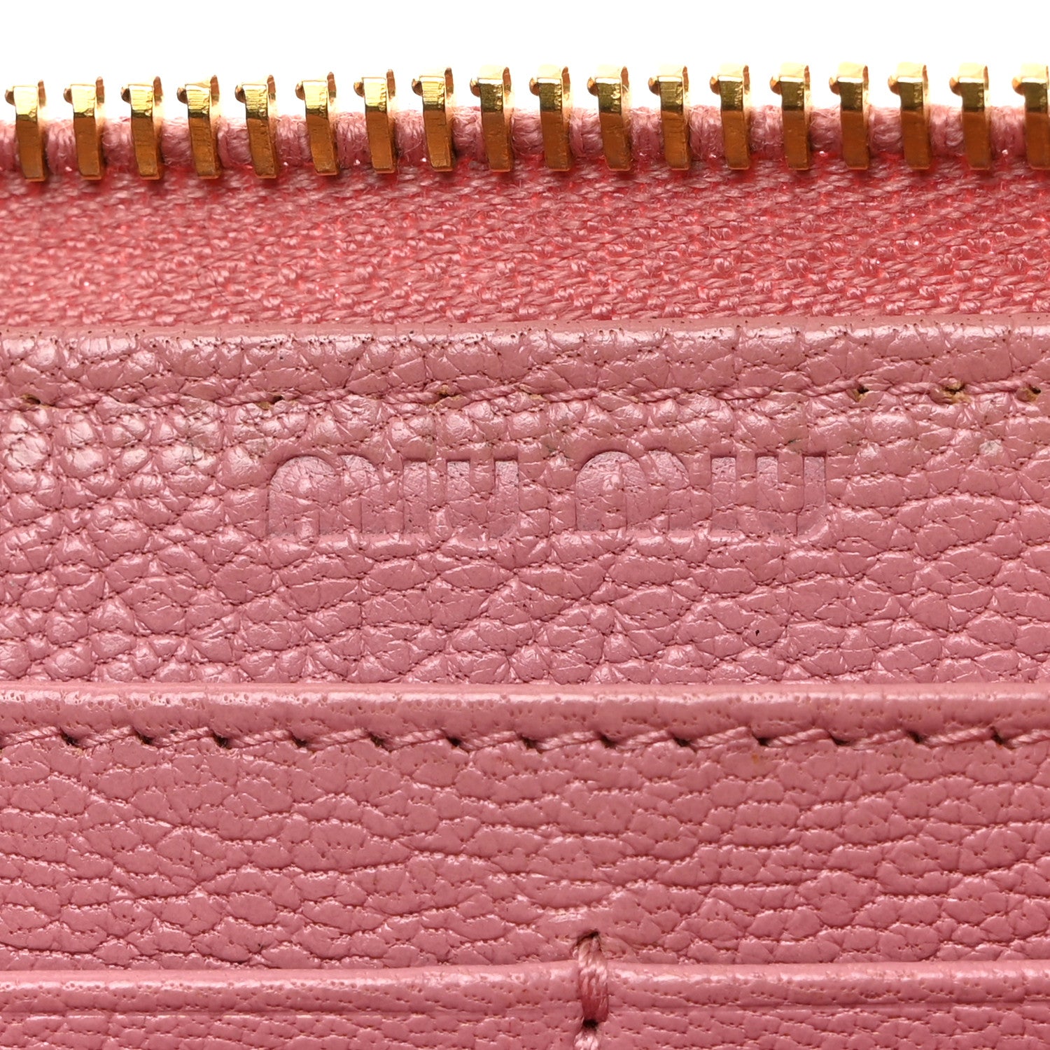 Miu Miu Goatskin Madras Zip Around Wallet Rosa 6 of 9