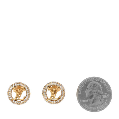 Louis Vuitton Metal Crystal Louise By Night Earrings Gold 2 of 5