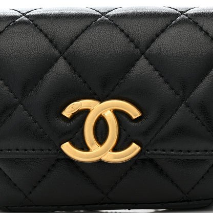 Chanel Lambskin Quilted Flap Chain Belt Bag Black 9 of 14