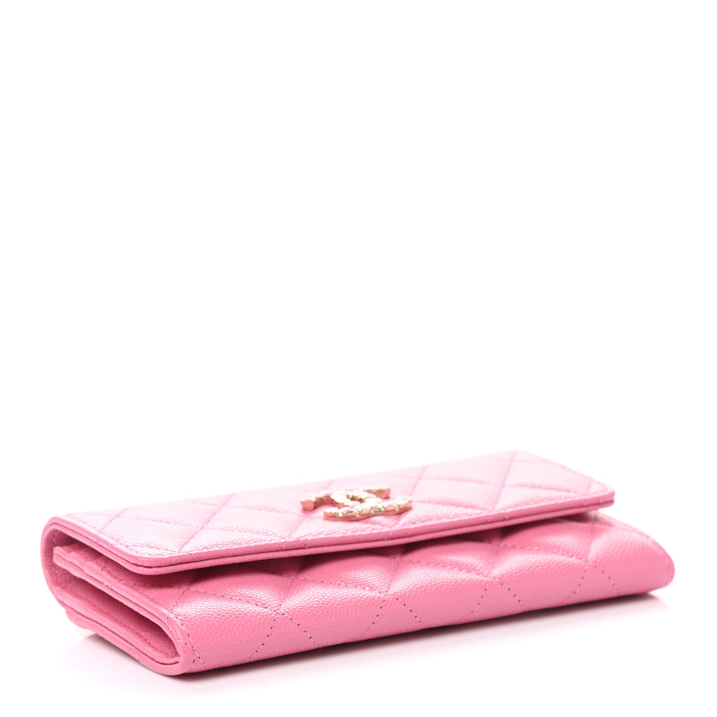 Caviar Pearl Quilted Coco Candy Wallet Pink
